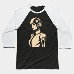 Cyborg woman retro cartoon Baseball T-Shirt